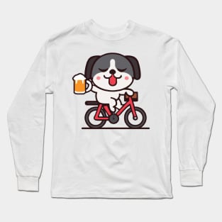 Super Cute Kawaii Dog on a Bike Long Sleeve T-Shirt